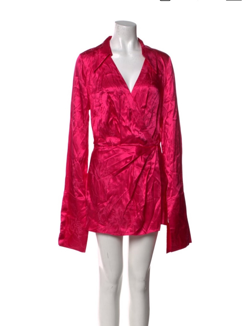 Rat & Boa Fuchsia Satin Wrap Mini Dress